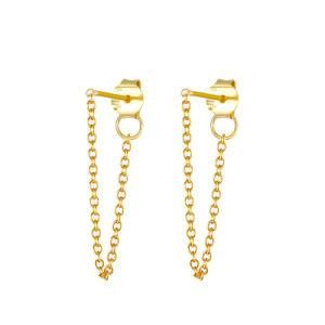 Wholesale New Arrived Fashion Jewelry Long Chain Sterling Silver Earrings for Women 18K Creative Gold Plated Chain Earrings