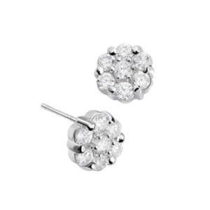 Chic Womens Silver Clear Circle Cubic Zirconia Stud Earrings