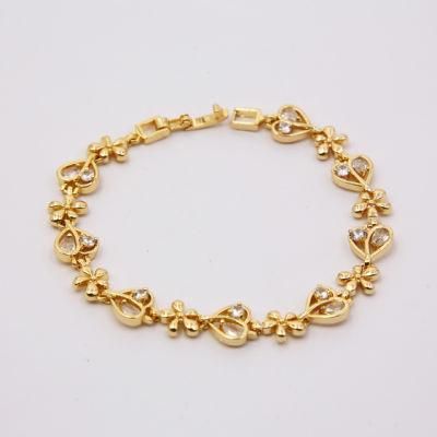 Wholesale Jewelry Gold Plated Glass Charm Chain Bracelet for Woman