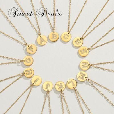 Fashion Jewelry Necklaces Diamond 26 Letter Necklace Stainless Steel Clavicle Chain