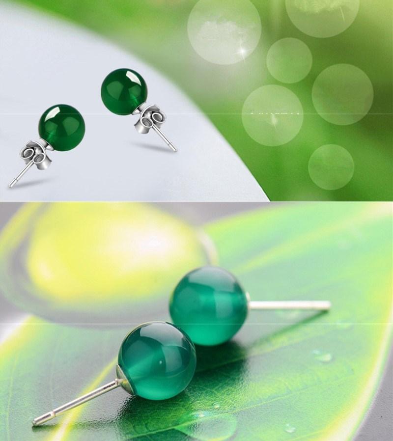 Fashion Natural Green Chalcedony Charm Jewelry Earrings