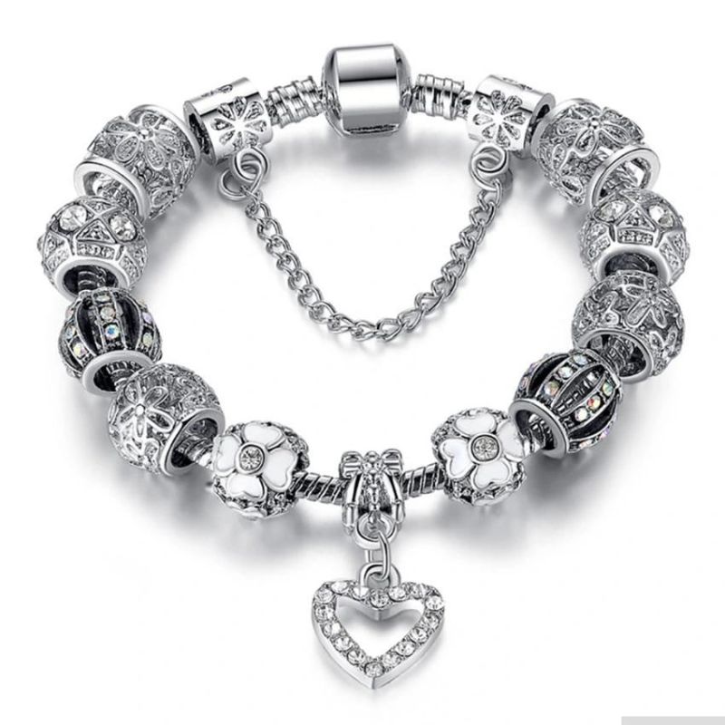 Silver Crystal Luxury Brand Women Charm Bracelet Jewelry Gift