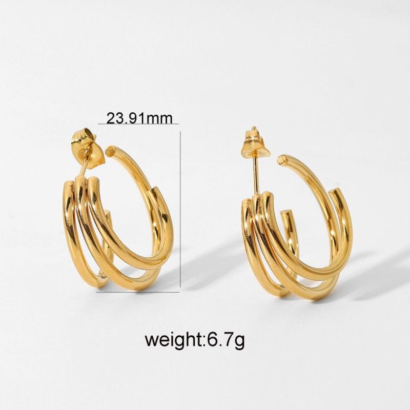 Latest Design 3 Circles Fashion Stainless Steel Earrings