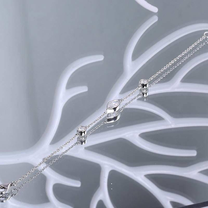 Fashion Jewelry Eye Shape Big Lab Diamond Moissanite Cubic Zirconia Fashion Accessories Jewellery Fine Bracelet