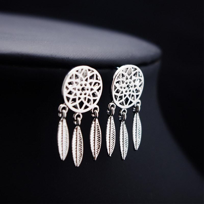 Women′s Bohemian Dream Catcher Feather Shape Earrings