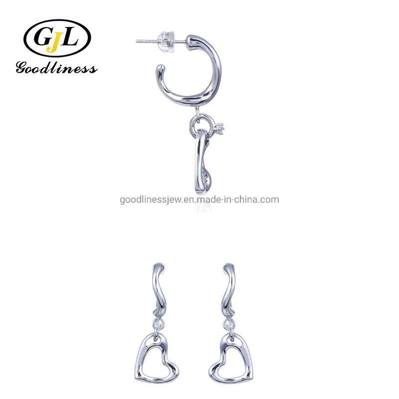 High Quality Polish Irregularity Particularlyheart Drop Earrings Silver Jewellery