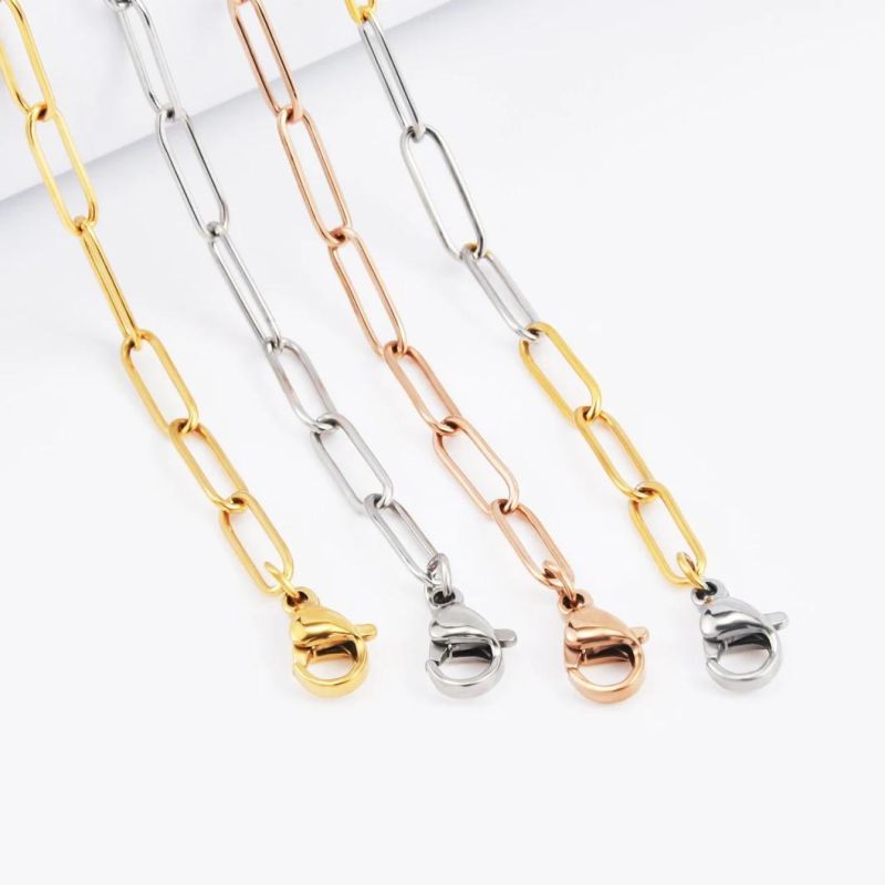 Fashion 18K Gold Plated Paperclip Link Chain Choker Satellite Necklace for Women Girls Ladies