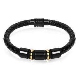 Black Gold Stainless Steel Beads Charm Bracelets for Men
