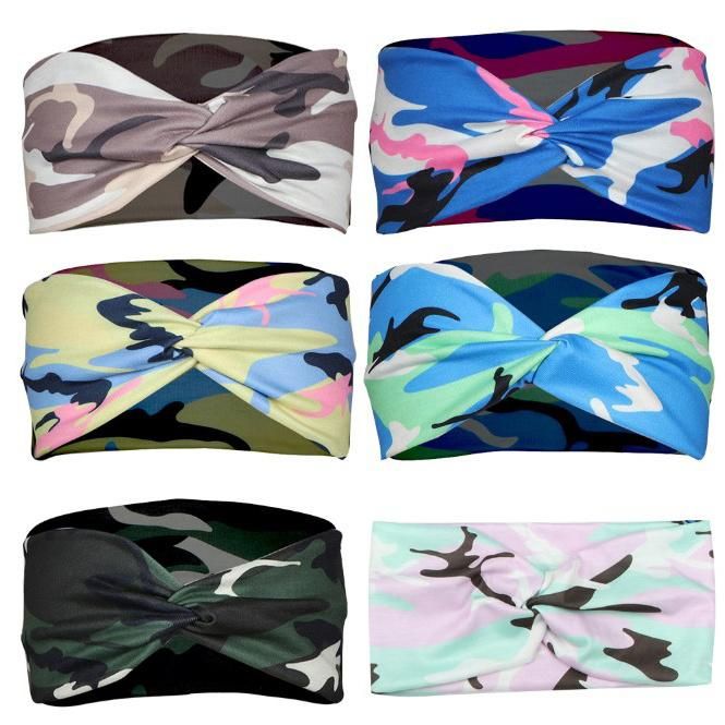 Headscarf Sports Yoga Sweat Breather Women Knot Cross Print Camouflage Headband