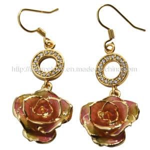 24k Gold Plated Jewelry -Rose Earrings (EH014)