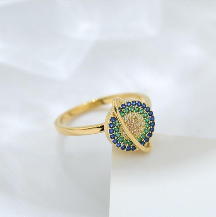 Fashion CZ Rings Rotating Ring CZ Gold Plated Zircon Ring for Women
