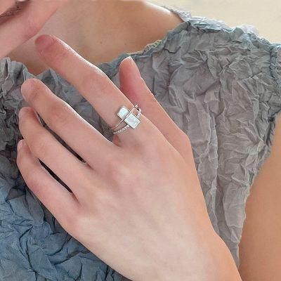 Fashion Quality Layered Crystal Square Shape Ring