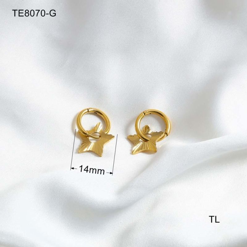 Manufacturer Custom High Quality Fashion Jewelry Non Fade New Arrivals Fashion Heart Earing Gold Plated Stainless Steel Hoop Earring