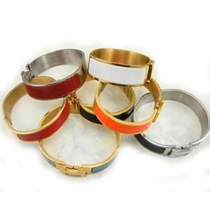 H Letter Gold and Silver Stainless Steel Bangles