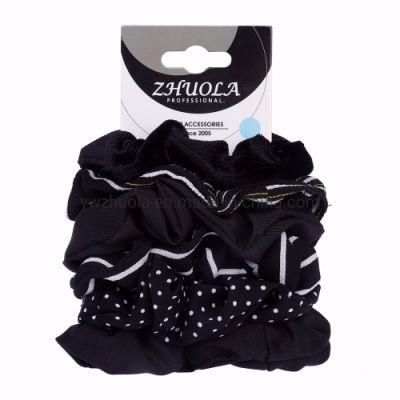 Black Elastic Fabric Hair Scrunchies for Ladies