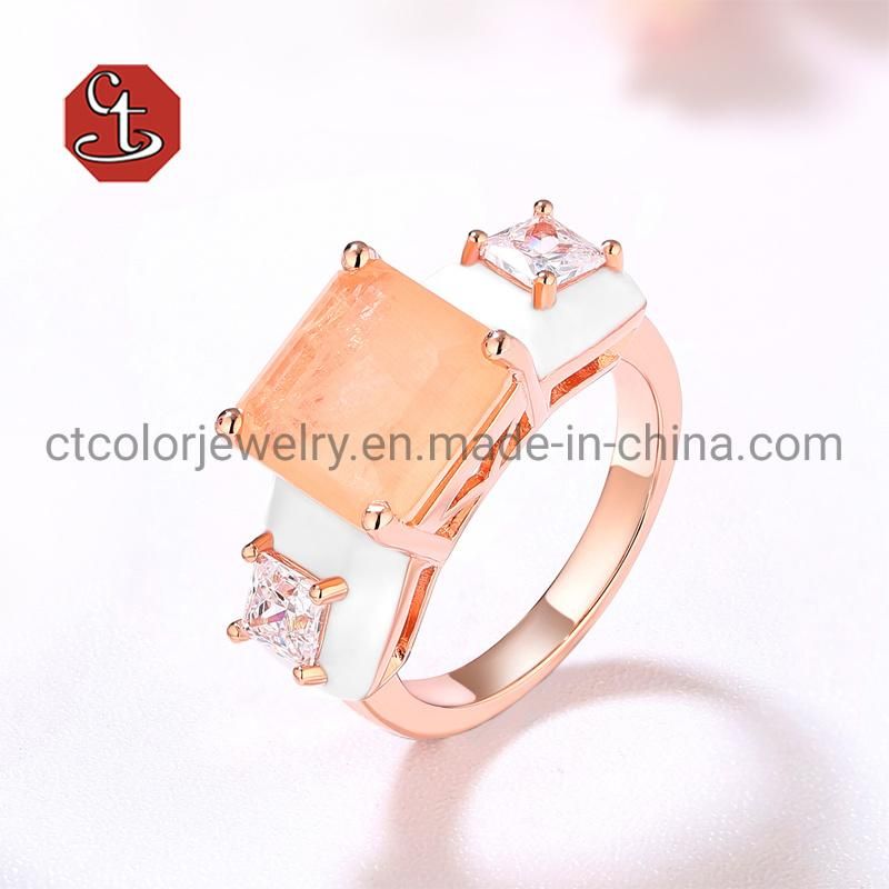 Natural Red Fashion Stone Enamel Silver Rings Jewelry
