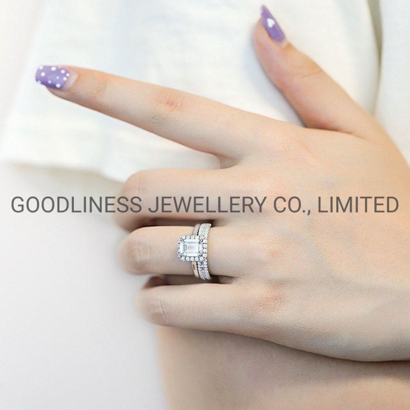 Wholesale Fashion Luxury Diamond Moissanite Crystal Ring Affordable Women′s Jewelry