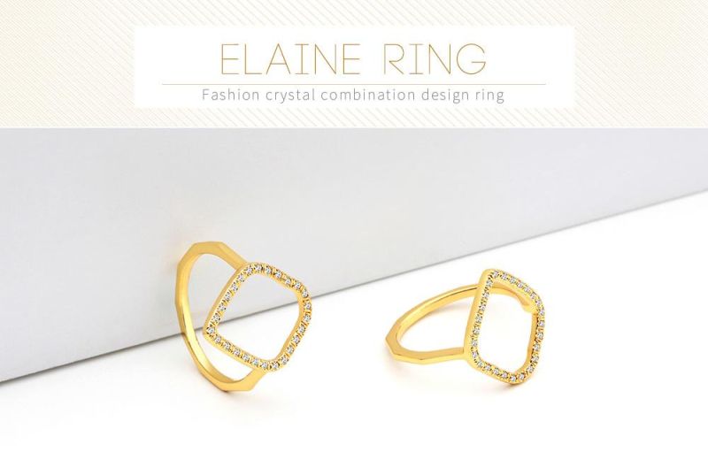 Fashion Women Couple Gold Plated CZ Stones Brass Rings