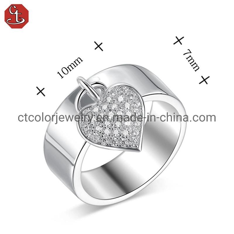 High Quality 925 Sterling Silver ring White cz Heart Accessories Fashion ring