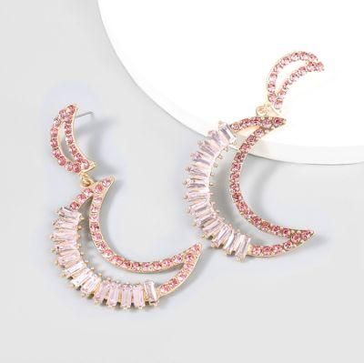 Women Fashion Jewelry Earring 12 Half Moon Crystal Stud Earrings