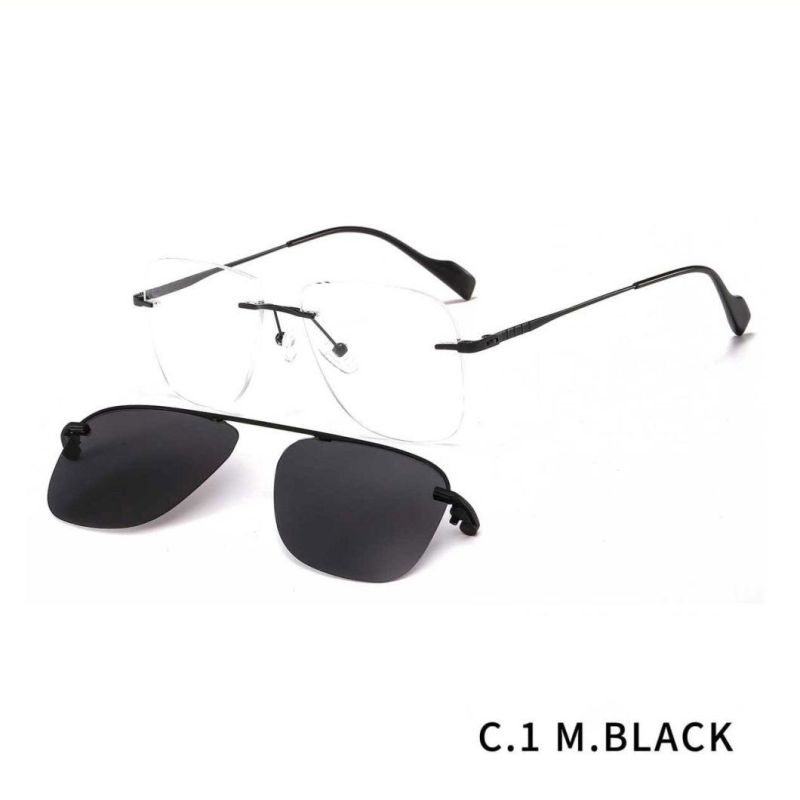 Rimless Metal Clip on Sunglasses Polarized Sunglasses Wholesale Custom Metal Magnetic Clips on Sunglasses