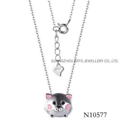 Cute Piggy Bank Animal Silver Necklace