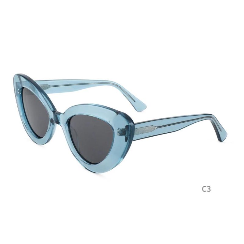 Thick Cat Eyeshape Polarized Acetate Sunglass for Women UV400