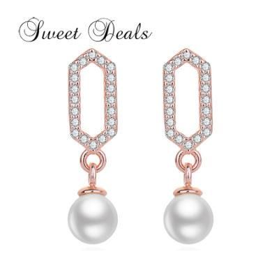 Fashion S925 Sterling Silver Pearl and Diamond Earrings Jewelry