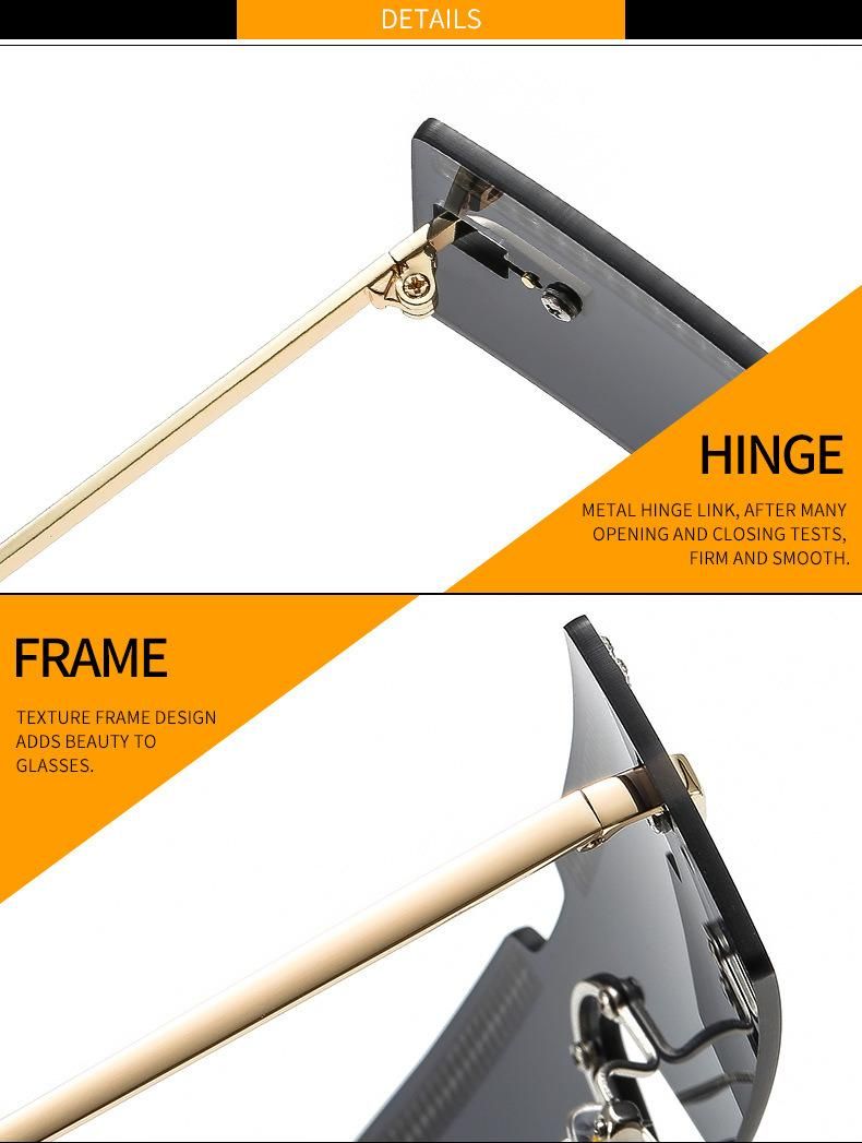 2022 Rimless Square One Piece Diamond Sunglasses