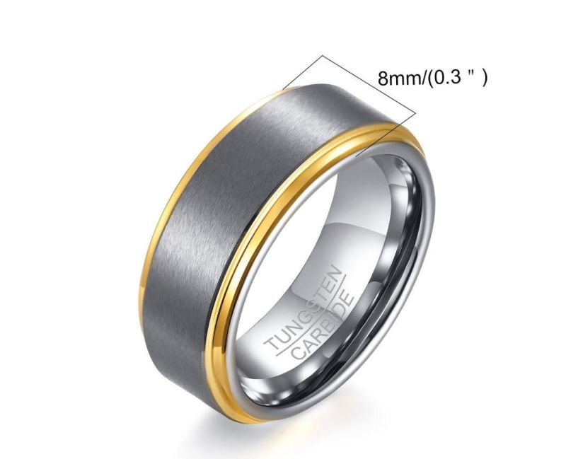 Fashion Rings Tungsten Ring Men′s IP Gold and Silver Wedding Ring for Men Fashion Accessories Tstr015g