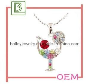 Elegant Red Wineglass Necklace With Diamond