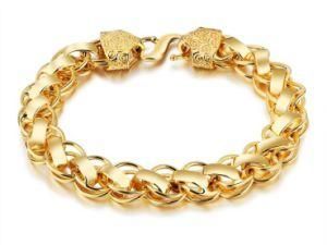 Gold Bracelet Men Jewelry Gold Color Chain Link Wholesale Trendy Rock Style Copper Mens&prime; Bracelets