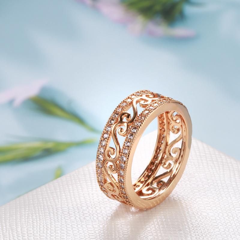 Hollowout Ring 585 Rose Gold Simple Fashion Ring