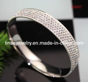 Fashion Woman Wide Stainless Steel Crystal Bracelet