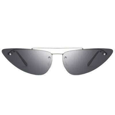 2019 Cat Eye Half Frame Metal Sunglasses