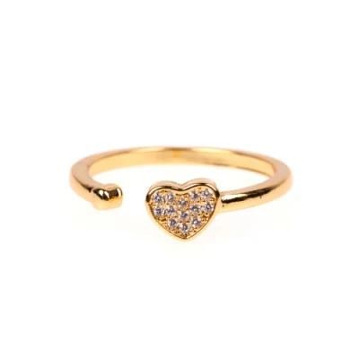 Minimalist Jewelry Heart Shaped Luxury Delicate Simple Design Cubic Zirconia Crystal Rings