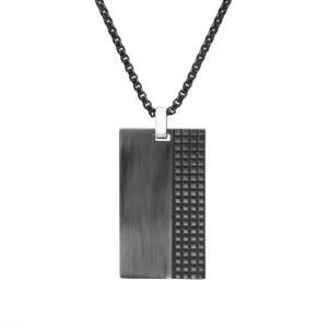 Gold-Plated Stainless Steel Multi-Color Square Brand Pendant Necklace