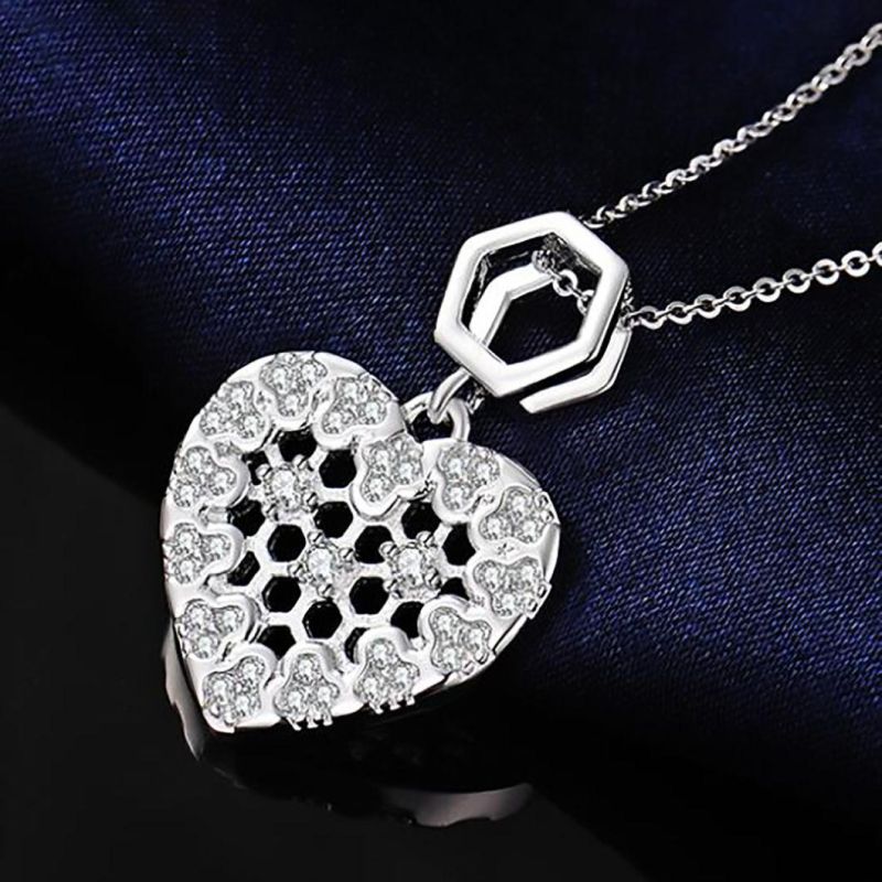 Wholesale Jewelry 925 Sterling Silver Pendants Love Necklaces CZ Micro Pave Heart Pendants