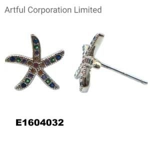 925 Sterling Earring Multi Color Rhodium Plate