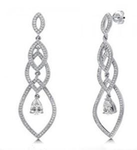 Sterling Silver Drop Earrings with Micro-Pave Setting