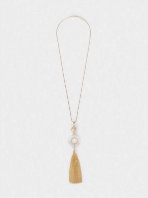 Hot Selling Jewelry Long Gold Tassel Necklace with Shell Pendant