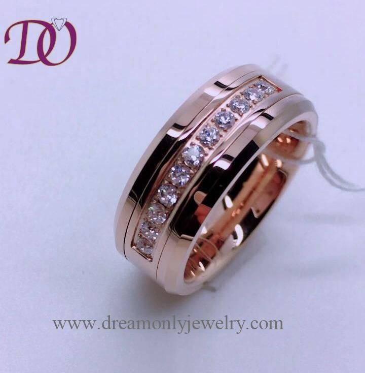 Rose Gold Tungsten Ring Claw Setting Zircon Tunsgten Ring