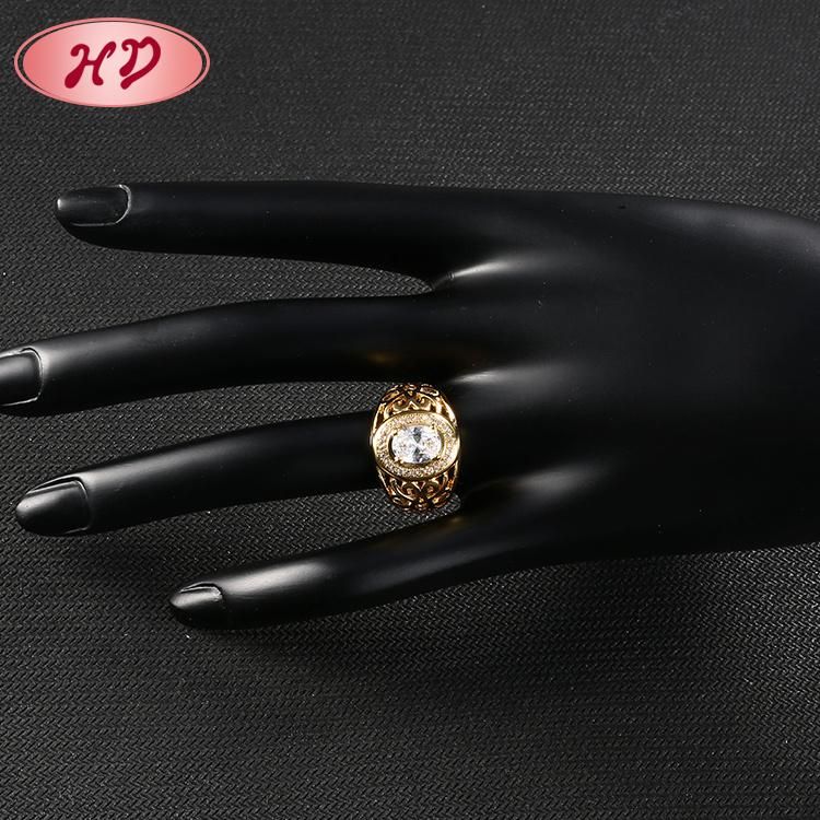 18K Gold Plated Silver Stainless Steel Fashion Wedding Engagement Man Finger Rings Jewelry Design
