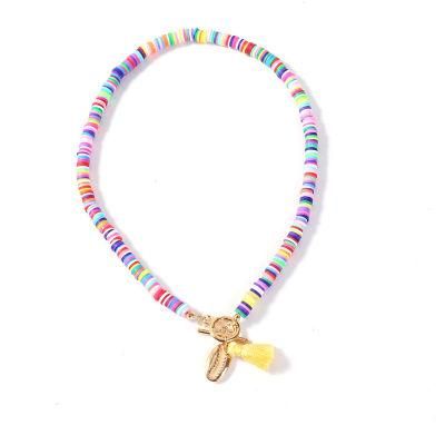 New Arrival Jewelry Bohemian Conch Colorful Tassel Choker Chain Necklace