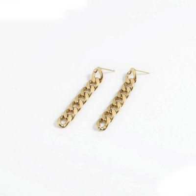Manufacturer Custom Gold Filled Earring New Fashion Jewelry 18K Gold-Plated Stainless Steel Long Link Chain Earring Ladies Earring
