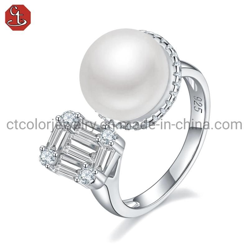 Factory Wholesale Trendy Jewelry 925 silver pearl Ring for girl