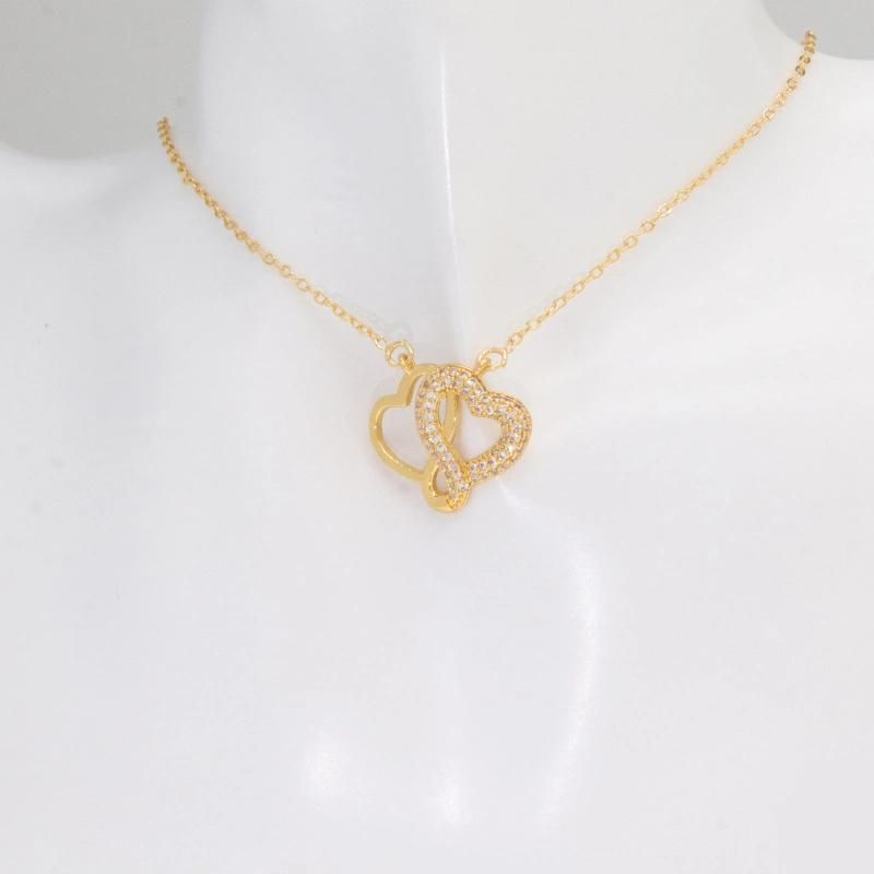 Wholesale Pave 18K Zircon Heart Shape Fashion Jewelry Necklace