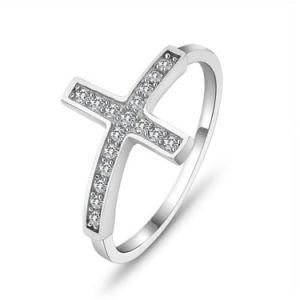 Excellent Quality Sideways Cross 925 Sterling Silver Ring
