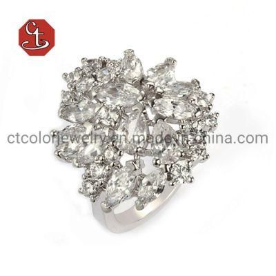 Shiny Cubic Zircon Silver Ring Luxury 925 Sterling Silver Ring Jewelry Sets