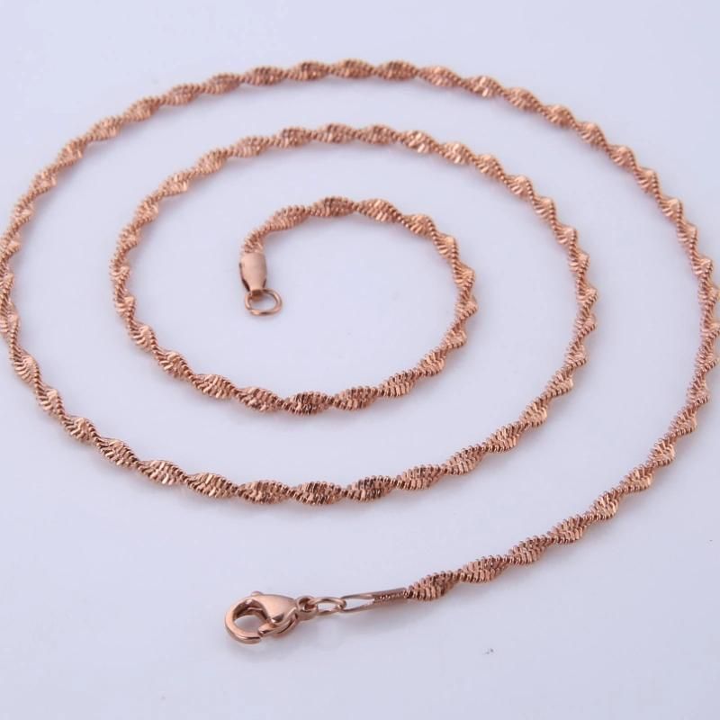 Stainless Steel Jewelry Design Twisted Push Chain Necklace for Lady